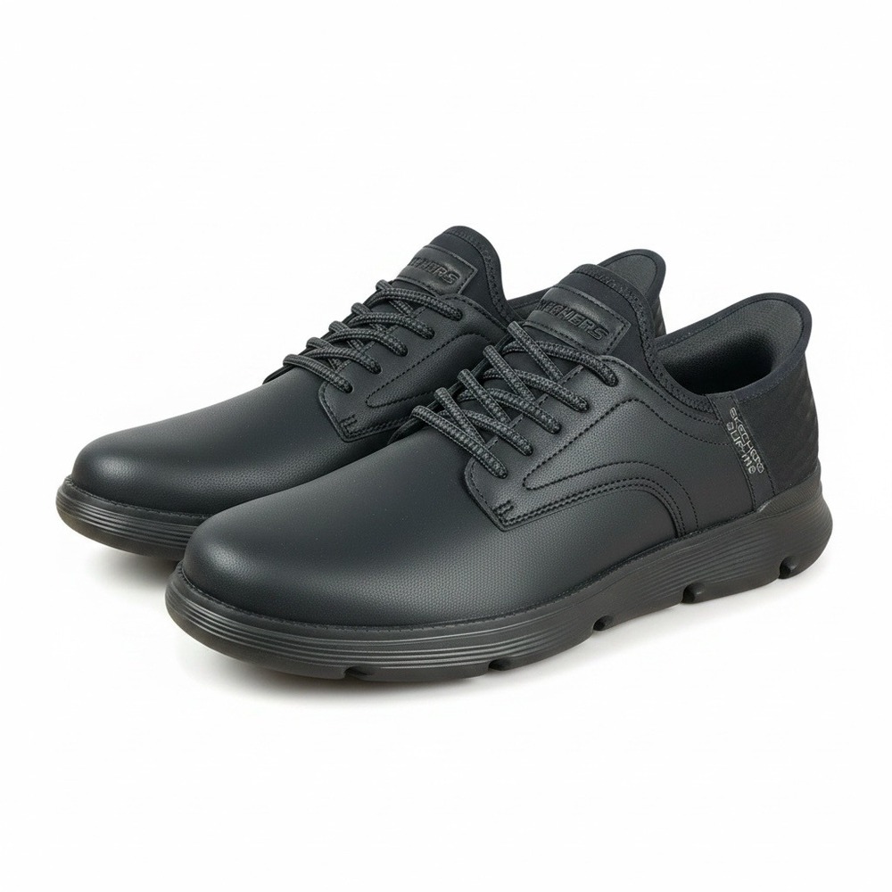 Skechers Black Oxford Slip-ins Garza Gervin Mens 11.5 Black Hands Free Comfort